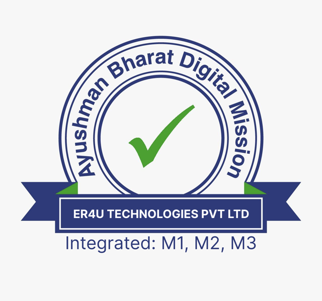 Ayushman Bharat Digital Mission — ER4U Technologies Pvt Ltd. Integrated: M1, M2, M3.